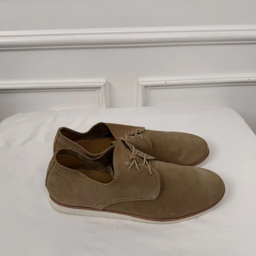 Nisolo Diego Low Top Derby Suede Shoes Mens 11 Sand Tan Leather Oxfords CR202419